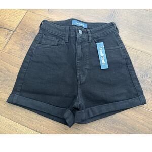 ModCloth Hot and Fun Summer Nights High-Rise Denim Short Black Womens Sz 24 NWT
